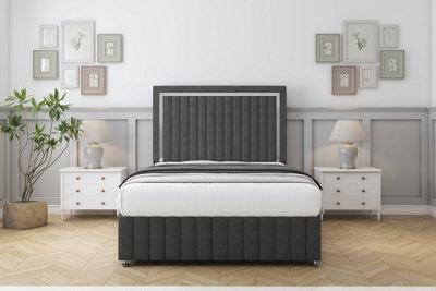 Comfort Boston Chrome Graphite Dumfries Divan Bed Set 2 Drawers Foot-End54" Floor Standing & 12" Footboard 4'6 Double from B&Q