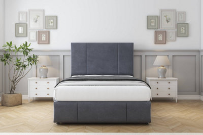 Comfort Arya Steel Plush Divan Bed Set 2 Drawers Left Side26" Strutted & 12" Footboard 3' Single from B&Q