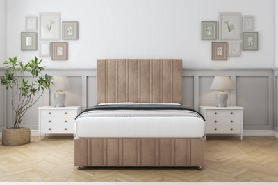 Comfort Lorenzo Mink Naples Divan Bed Set No Drawers26" Strutted & 12" Footboard 4'6 Double from B&Q