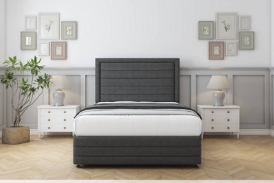 Comfort Anna Graphite Dumfries Divan Bed Set 2 Drawers Left Side54" Floor Standing & 12" Footboard 3' Single from B&Q