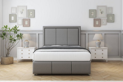 Comfort Savoy Pewter Dumfries Divan Bed Set No Drawers26" Strutted & 12" Footboard 2'6 Small Single from B&Q