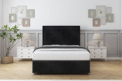 Comfort Savoy Black Naples Divan Bed Set No Drawers54" Floor Standing & 12" Footboard 5' King from B&Q