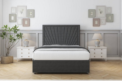 Comfort Kensington Graphite Dumfries Divan Bed Set No Drawers26" Strutted 2'6 Small Single from B&Q