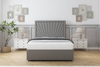 Comfort Kensington Pewter Dumfries Divan Bed Set 2 Drawers Same Side26" Strutted 5' King from B&Q