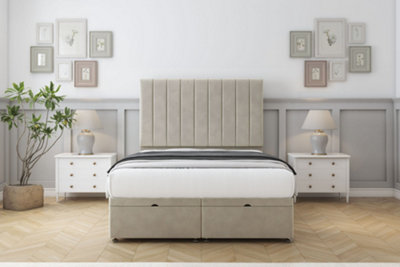 Comfort Tokyo Cream Plush Ottoman Bed Base With 26" Strutted Headboard 3' Single from B&Q