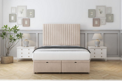 Comfort Denver Sand Naples Ottoman Bed Base With 54" Floor Standing Headboard 4'6 Double from B&Q