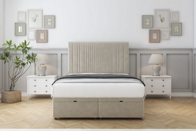 Comfort The Foxy Cream Plush Ottoman Bed Base With 26" Strutted Headboard 6' Super King from B&Q