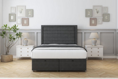 Comfort Anna Graphite Dumfries Ottoman Bed Base With 54" Floor Standing Headboard 4'6 Double from B&Q