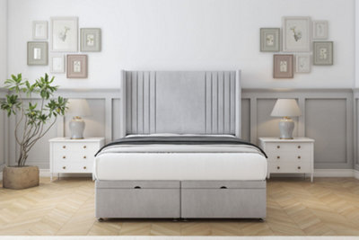 Comfort Elise Silver Naples Ottoman Bed Base With 54" Wingback Headboard 4'6 Double from B&Q