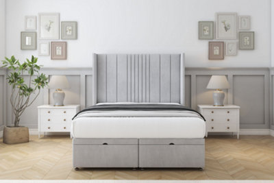 Comfort Grace Silver Naples Ottoman Bed Base With 54" Wingback Headboard 2'6 Small Single from B&Q
