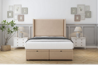 Comfort Madrid Pebble Plush Ottoman Bed With Mattress With 54" Wingback Headboard 5' King from B&Q