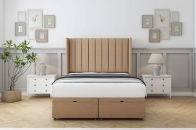 Comfort Palermo Latte Dumfries Ottoman Bed With Mattress With 54" Wingback Headboard 4'6 Double from B&Q