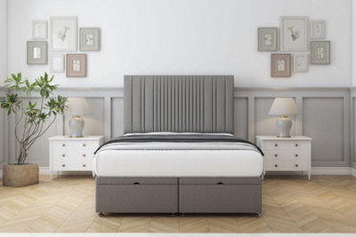 Comfort The Foxy Pewter Dumfries Ottoman Bed With Mattress With 26" Strutted Headboard 4'6 Double from B&Q