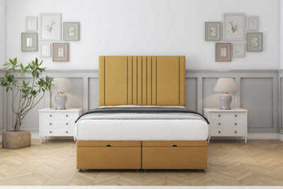 Comfort Royal Mustard Plush Ottoman Bed With Mattress With 26" Strutted Headboard 4' Small Double from B&Q