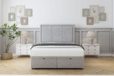 Comfort Savoy Silver Plush Ottoman Bed With Mattress With 26" Strutted Headboard 4'6 Double from B&Q