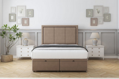 Comfort Savoy Mink Plush Ottoman Bed With Mattress With 54" Floor Standing Headboard 3' Single from B&Q