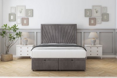 Comfort Kensington Slate Naples Ottoman Bed With Mattress With 26" Strutted Headboard 5' King from B&Q