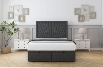 Comfort Kensington Graphite Dumfries Ottoman Bed With Mattress With 54" Floor Standing Headboard 2'6 Small Single from B&Q