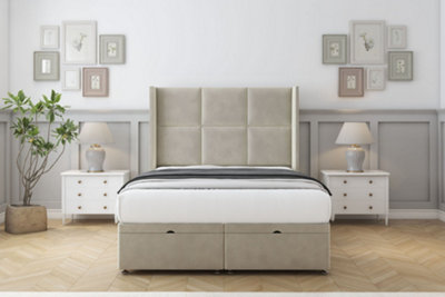 Comfort Charlie Cream Plush Ottoman Bed With Mattress With 54" Wingback Headboard 3' Single from B&Q