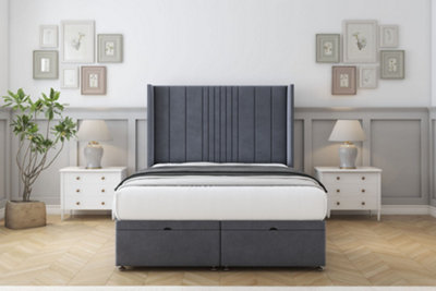 Comfort Grace Steel Plush Ottoman Bed With Mattress With 54" Wingback Headboard 2'6 Small Single from B&Q