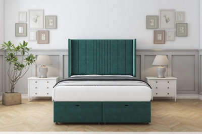 Comfort Grace Emerald Plush Ottoman Bed With Mattress With 54" Wingback Headboard 4'6 Double from B&Q