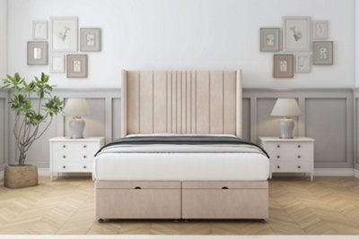 Comfort Grace Sand Naples Ottoman Bed With Mattress With 54" Wingback Headboard 3' Single from B&Q