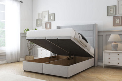 Comfort Milano Silver Naples Ottoman Bed With Mattress With 54" Wingback Headboard 4'6 Double from B&Q