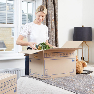 10 BANKERS BOX Cardboard Moving Boxes 100L Heavy Duty Double Wall Boxes ...