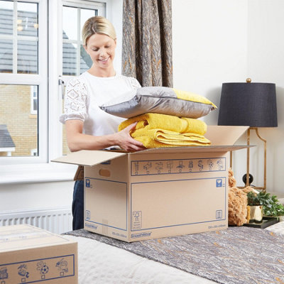 10 BANKERS BOX Cardboard Moving Boxes 100L Heavy Duty Double Wall Boxes ...