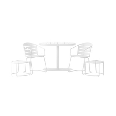 Cosco Dorel Home Patio Bistro Set With Ottomans Steel White, 5 Pieces