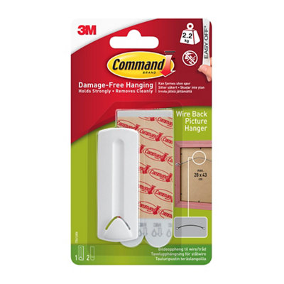 3M Command Wire Back White Picture Hanging Canvas Hanger (Holds)2.2Kg from B&Q