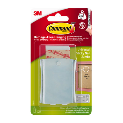 3M Command Jumbo Picture Hanging Sticky Nail (Holds)3.6Kg from B&Q