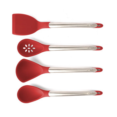 Cuisipro Silicone 4 Piece Utensil SetRedSpoonLadleSlotted Spoon And TurnerHeat And Stain Resistant from B&Q