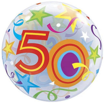 Brilliant Stars 50Th 22"/56Cm Bubble Balloon from B&Q