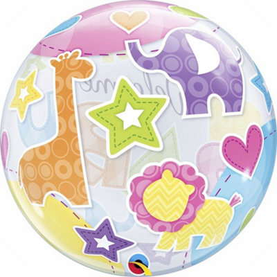 Welcome Baby Colourful Animals 22"/56Cm Bubble Balloon from B&Q