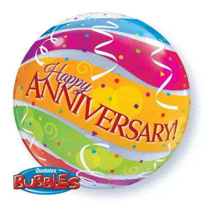 Happy Anniversary Colourful 22"/56Cm Bubble Balloon from B&Q