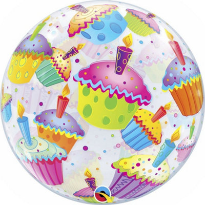 Colourful Cupcakes 22"/56Cm Bubble Balloon from B&Q