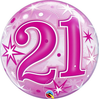 Starburst Sparkle 21St Pink 22"/56Cm Bubble Balloon from B&Q