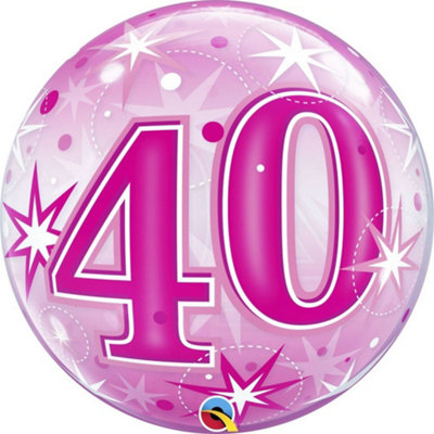 Starburst Sparkle 40Th Pink 22"/56Cm Bubble Balloon from B&Q