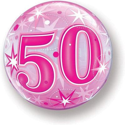 Starburst Sparkle 50Th Pink 22"/56Cm Bubble Balloon from B&Q
