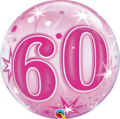 Starburst Sparkle 60Th Pink 22"/56Cm Bubble Balloon from B&Q