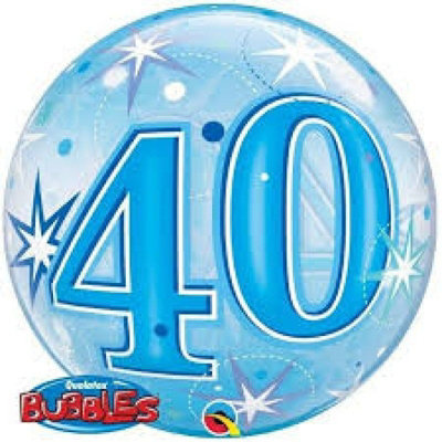 Starburst Blue 40Th Sparkle 22"/56Cm Bubble Balloon from B&Q