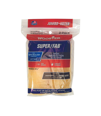 Wooster Jumbo Koter Super Fab 4.5" Mini Roller Sleeves 1/2" Nap Semi RoughTwin Pack from B&Q