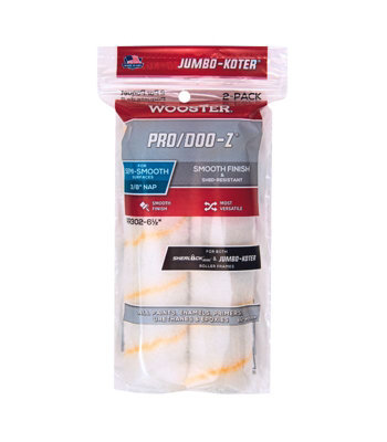 Wooster Jumbo Koter Pro Doo-Z 6.5" Mini Roller Sleeves 3/8" Nap Semi SmoothTwin Pack from B&Q