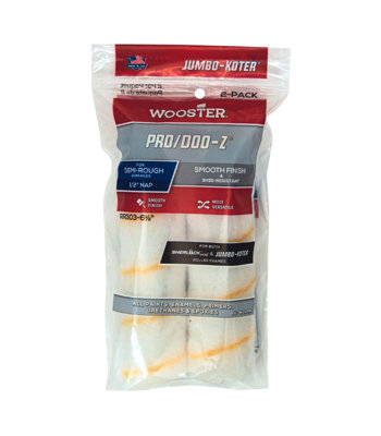 Wooster Jumbo Koter Pro Doo-Z 6.5" Mini Roller Sleeves 1/2" Nap Semi RoughTwin Pack from B&Q