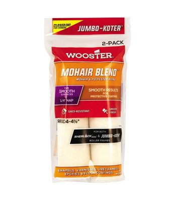 Wooster Jumbo Koter Mohair 4.5" Mini Roller Sleeves 1/4" Nap Very SmoothTwin Pack from B&Q