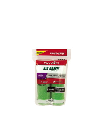 Wooster Jumbo Koter Big Green 4.5" Mini Roller Sleeves SmoothTwin Pack from B&Q