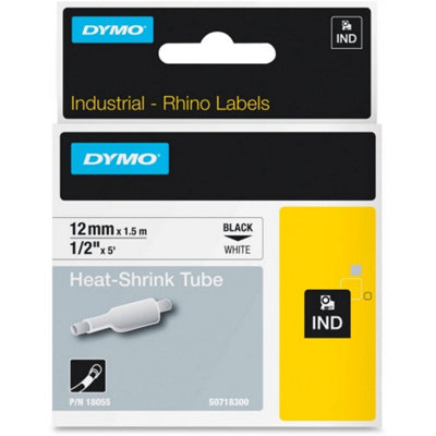Dymo Black/White 18055/S0718300 Heat Shrink Tubes On 12Mm X 1.5M For D - Image 12