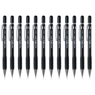 B&Q -  A300 Automatic Pencil With Rubber Grip And 2 X Hb 0.5 mm Lead Black Barrel Ref A315-Ax Pack Of 12