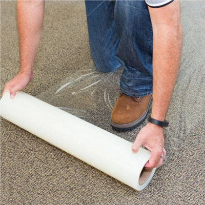 Garden Sanctuary Surface Protection Film Self Adhesive Puncture Resistant Dust Proofing Transparent Carpet Protection Film Roll 60Cm X 50M from B&Q